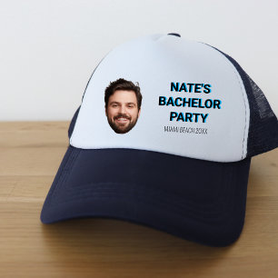 Modern Custom Photo Bachelor Party Groomsmen Gift Trucker Hat