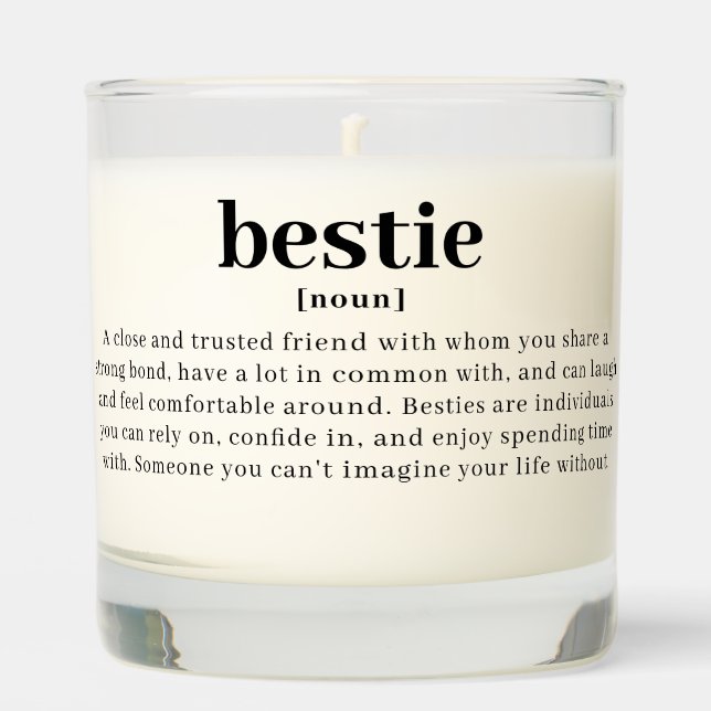 Modern Custom Photo Bestie Meaning Best Friends Scented Candle (Front)