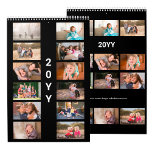 Modern Custom Photo Black Cover Calendar<br><div class="desc">Create your own modern photo calendar with your favorite photos from the year. Replace the sample images for each month and add the year in the sidebar. The 12 images you choose will automatically appear in a 2 x 6 grid on the front cover with the year in a bold...</div>