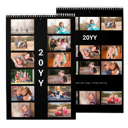 Modern Custom Photo Black Cover Calendar