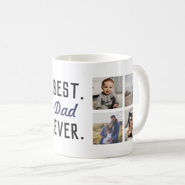 Modern Custom Photo Blue Best Dad Ever Mug (Front Right)