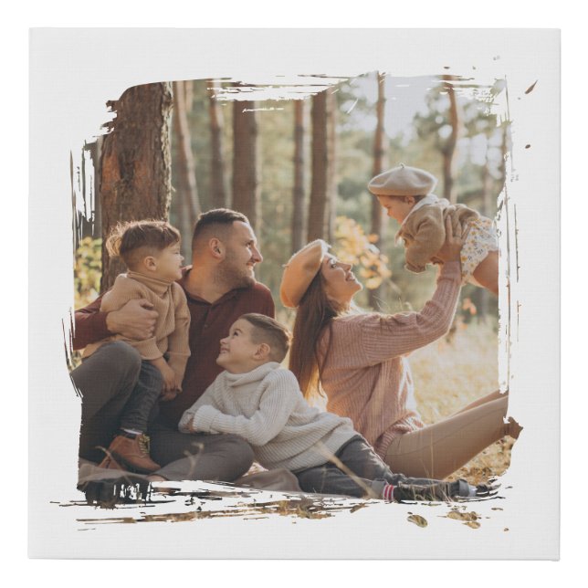 Modern Custom Photo Brush Stroke  Faux Canvas Print (Front)