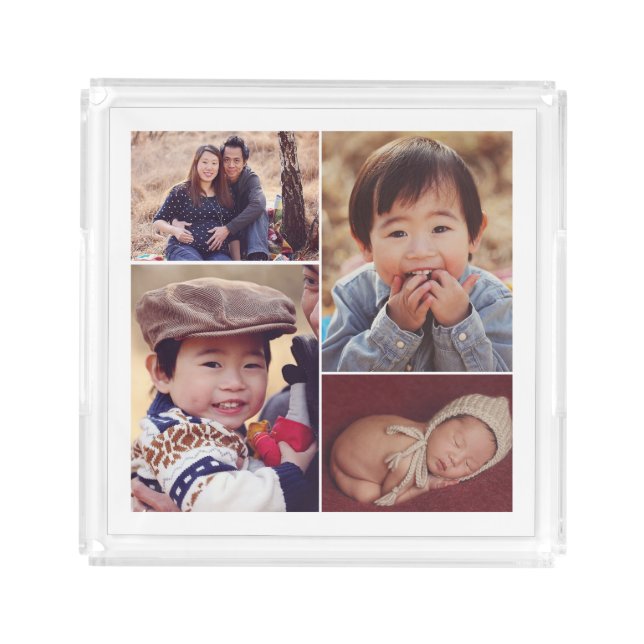 Modern Custom Photo Collage Acrylic Tray (Front)