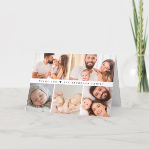 Modern Custom Photo Collage Baby Shower Simple Letterpress Thank You Card