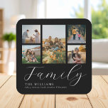 Modern Custom Photo Collage Elegant Script Family Beverage Coaster<br><div class="desc">Create your own custom coasters,  simply add your favorite pictures for a personalized family coaster.</div>