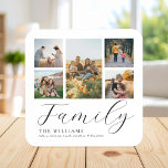 Modern Custom Photo Collage Elegant Script Family Beverage Coaster<br><div class="desc">Create your own custom coasters,  simply add your favorite pictures for a personalized family coaster.</div>
