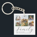 Modern Custom Photo Collage Elegant Script Family Keychain<br><div class="desc">Create your own custom keychain,  simply add your favorite pictures for a personalized family keychain.</div>