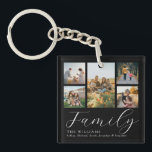 Modern Custom Photo Collage Elegant Script Family Keychain<br><div class="desc">Create your own custom keychain,  simply add your favorite pictures for a personalized family keychain.</div>