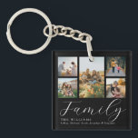 Modern Custom Photo Collage Elegant Script Family Keychain<br><div class="desc">Create your own custom keychain,  simply add your favorite pictures for a personalized family keychain.</div>