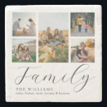 Modern Custom Photo Collage Elegant Script Family Stone Coaster<br><div class="desc">Create your own custom coasters,  simply add your favorite pictures for a personalized family coaster.</div>