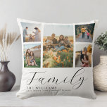 Modern Custom Photo Collage Elegant Script Family Throw Pillow<br><div class="desc">Create your own custom photo pillow,  simply add your favorite pictures for a personalized family throw pillow.</div>