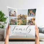 Modern Custom Photo Collage Elegant Script Family Throw Pillow<br><div class="desc">Create your own custom photo pillow,  simply add your favorite pictures for a personalized family throw pillow.</div>