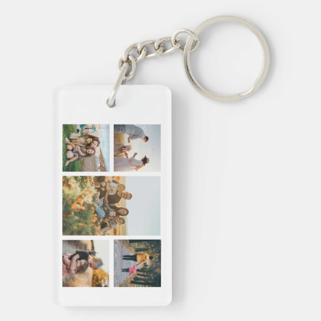 Modern Custom Photo Collage Keychain (Back)