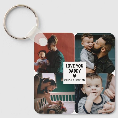 Modern Custom Photo Collage Love You Daddy Keychain
