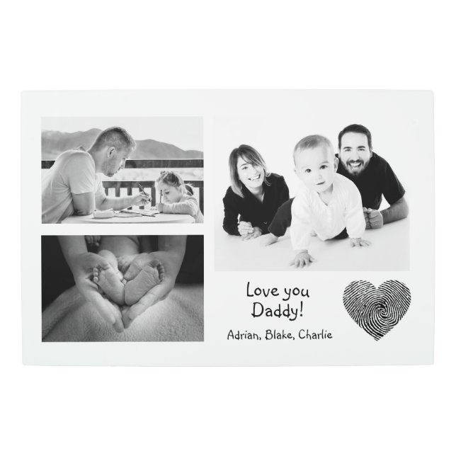 Modern Custom Photo Collage Love You Daddy Metal Print (Front)