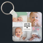 Modern Custom Photo Collage Love You Grandma  Keychain<br><div class="desc">Here is a photo collage keychain with typographic script text " Love you grandma ". It has 4 customizable photos and text which is also customizable. Just click the personalize button and for more changes use edit option. It is best gift for grand mother.</div>