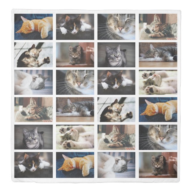 Modern Custom Photo Collage on White Duvet Cover (Front)