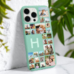 Modern Custom Photo Collage Personalized Monogram iPhone 16 Pro Max Case<br><div class="desc">Create your own personalized iPhone case featuring 25 of your favorite pictures in a photo collage grid. Add a custom initial monogram for a unique phone case.</div>
