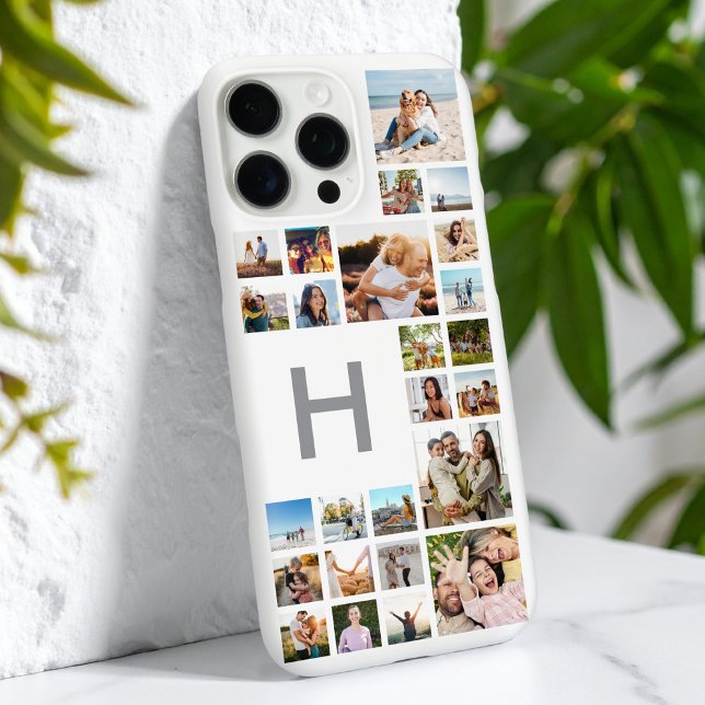 Modern Custom Photo Collage Personalized Monogram Case-Mate iPhone Case (Creator Uploaded)