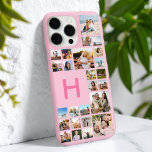 Modern Custom Photo Collage Personalized Monogram iPhone 16 Pro Max Case<br><div class="desc">Create your own personalized iPhone case featuring 25 of your favorite pictures in a photo collage grid. Add a custom initial monogram for a unique phone case.</div>