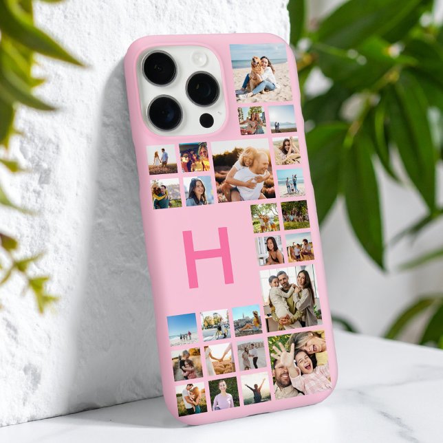 Modern Custom Photo Collage Personalized Monogram Case-Mate iPhone Case (Creator Uploaded)