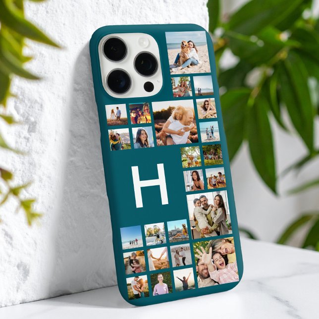 Modern Custom Photo Collage Personalized Monogram Case-Mate iPhone Case (Creator Uploaded)