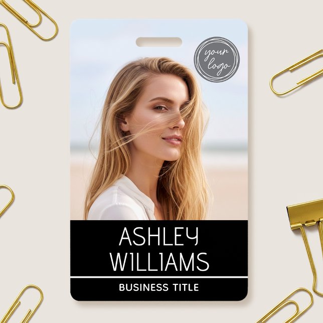 Modern Custom Photo Color Logo Employee Black Badge (Creator Uploaded)