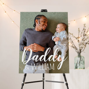 Modern Custom Photo Daddy & Baby Name Keepsake Foam Board