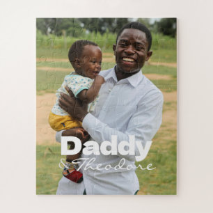 Modern Custom Photo Daddy & Baby Name Keepsake Jigsaw Puzzle