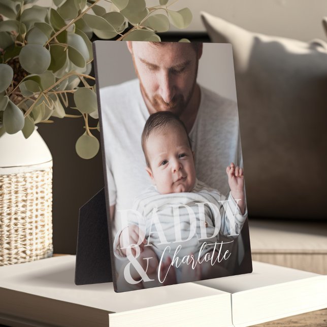 Modern Custom Photo Daddy & Baby Name Keepsake Plaque (Creator Uploaded)
