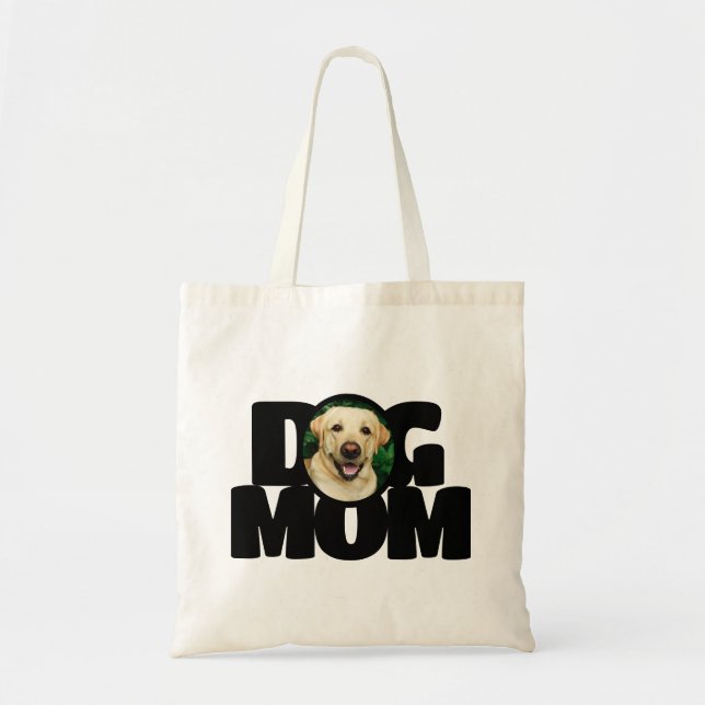 Modern Custom Photo Dog Mom Typography Tote Bag (Front)