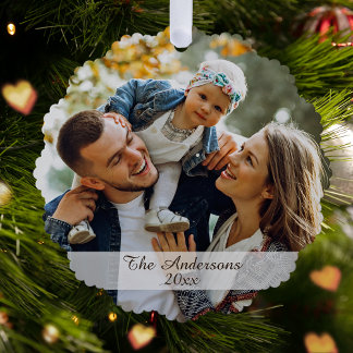 Modern Custom Photo Double Sided Holiday Ornament Card