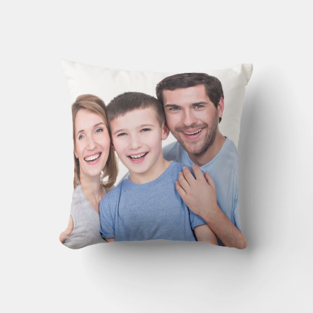 Modern Custom Photo family Cover Pet Gift Throw Pillow (Front)
