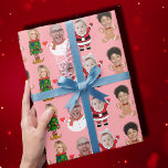 Modern Custom Photo Family Face Photo Christmas Wrapping Paper<br><div class="desc">Modern Custom Photo Family Face Photo Christmas gift for Family, Replace faces with your favorite photos (make sure to crop as much to the face as possible and use an app to remove the background) and personalize this funny Christmas Holiday Wrapping Paper with your kid, husband, or boyfriend on it!...</div>