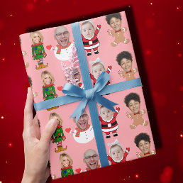 Modern Custom Photo Family Face Photo Christmas Wrapping Paper