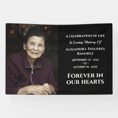 Modern Custom Photo Forever In Our Hearts Funeral Banner