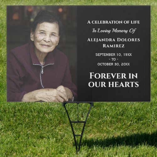 Modern Custom Photo Forever In Our Hearts Funeral Sign