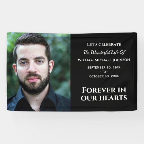 Modern Custom Photo Forever In Our Hearts Memorial Banner