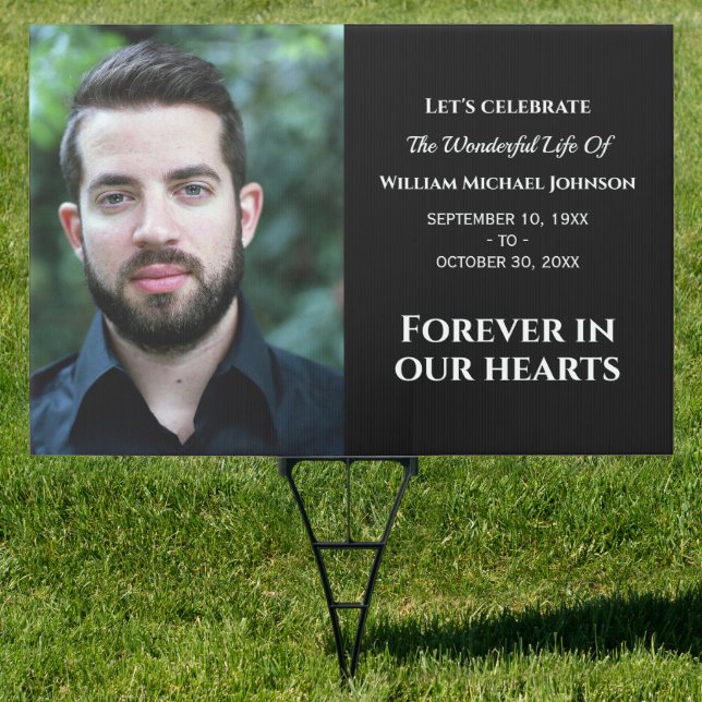 Modern Custom Photo Forever In Our Hearts Memorial Sign (Insitu)