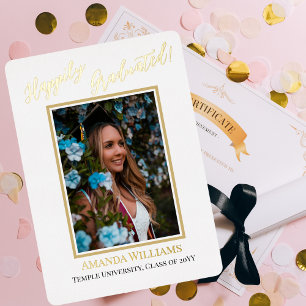 Modern,Custom Photo, Gold Graduation Invitation Foil Invitation