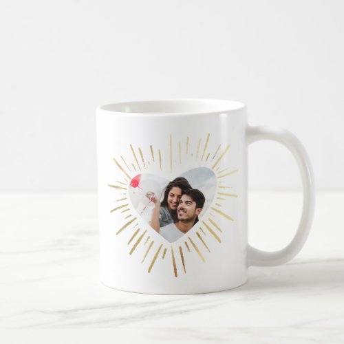 Modern Custom Photo Gold Heart Valentines Day Coffee Mug