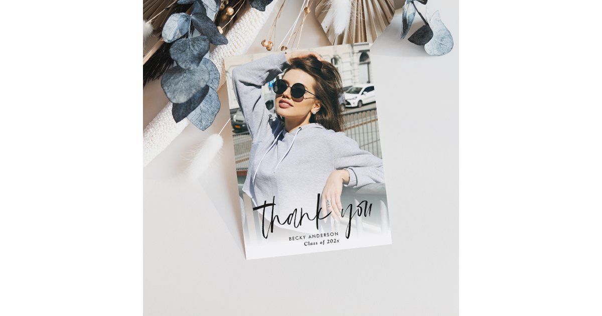 modern custom photo graduation thank you card | Zazzle
