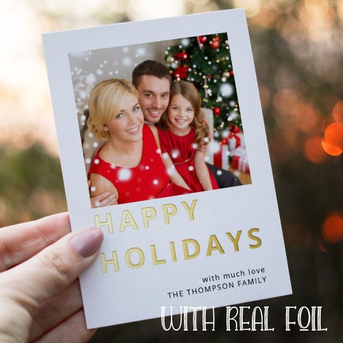 Modern Custom Photo Happy Holidays Foil Holiday Card