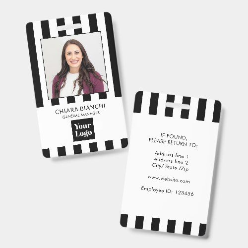 Modern Custom Photo Logo Employee Name Badge