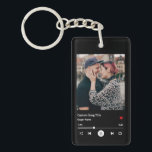 Modern Custom Photo Matching Couple's Song Keychain<br><div class="desc">Custom photo and song keychain for a couple. Edit the song title, singer's name, and song time to perfectly match your favorite one. When uploading your photo, click on the button to edit the design and then on "crop" to change the placement of your picture if necessary. If you have...</div>