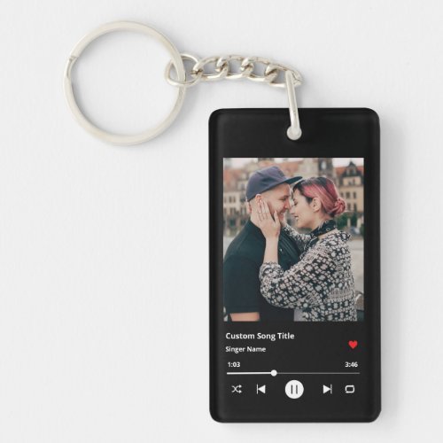 Modern Custom Photo Matching Couples Song Keychain