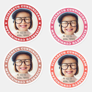 Modern Custom Photo Name Phone Number Kids' Labels