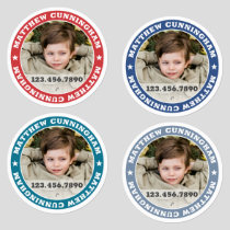Modern Custom Photo Name Phone Number Kids' Labels