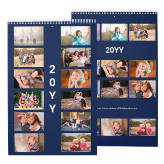 Modern Custom Photo Navy Blue Cover Calendar