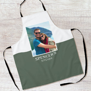 Modern Custom Photo Navy Kitchen Green Apron